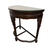 ROSEWOOD SIDE TABLE WITH GLASS TOP