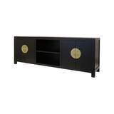 TV CONSOLE OPEN SHELVES ORIENT BLACK WASH MQZ-04